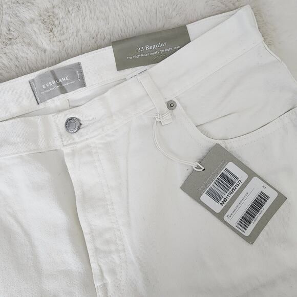 NEW Everlane The High Rise Cheeky Straight Leg High Waisted Jean Bone White - Picture 9 of 11
